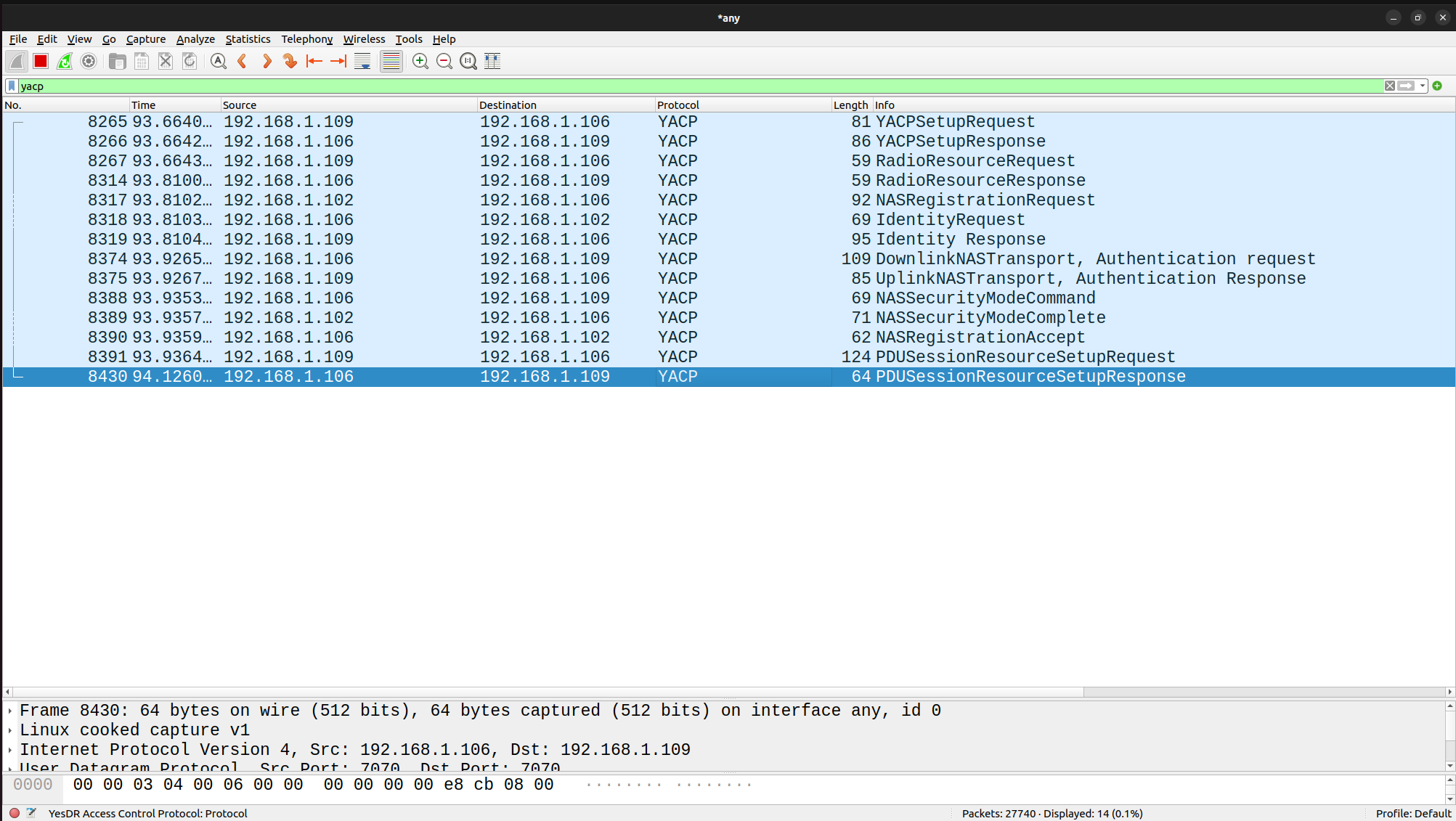YACP - Wireshark Screenshot